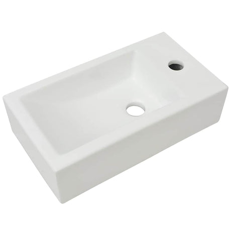 Washbasin vidaxl z otwórem dźwigu prostokątny biały 46x25.5x12 cm ceramika