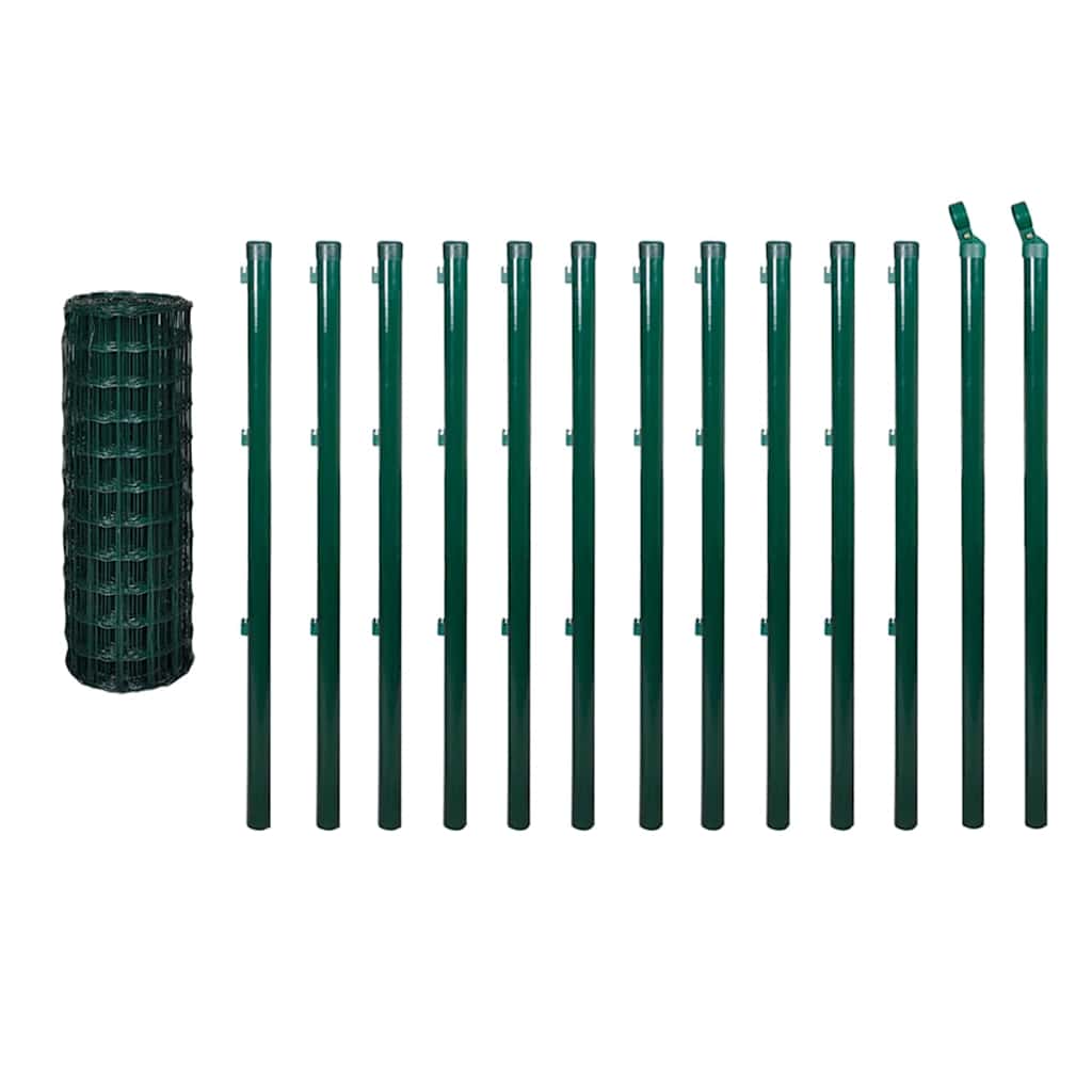 Vidaxl euro hek 25x1 m stal zielony