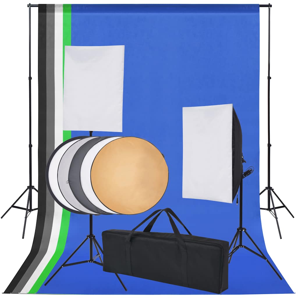 Vidaxl Photo Studio Zestaw z 5 kolorowymi tłem 2 softboxy
