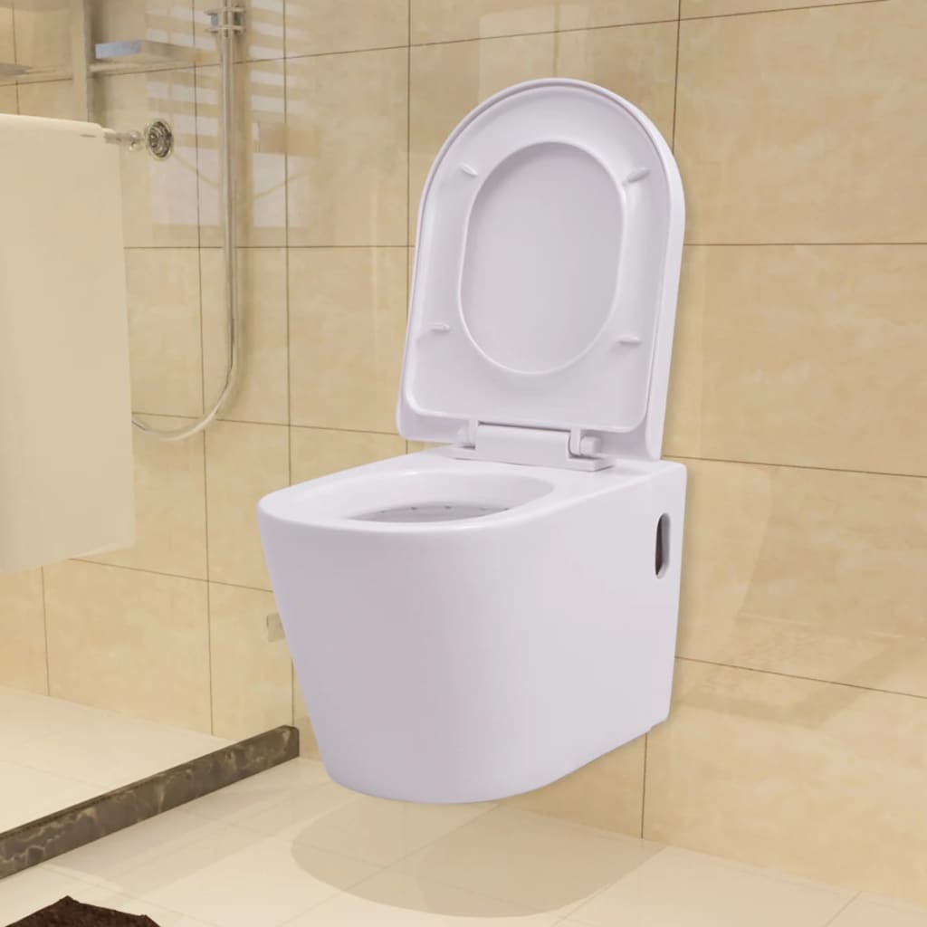 Vidaxl wisząca toaleta z ukrytą cysterną ceramiczną białą