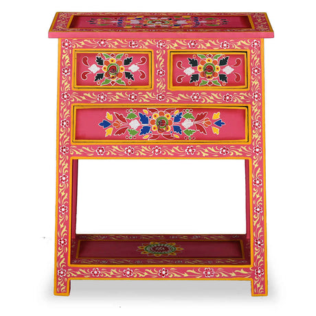 Vidaxl dressoir met lades handgeschilderd massief mangohout roze