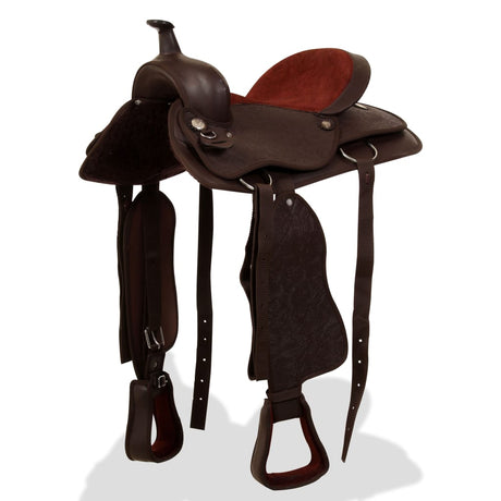 Vidaxl Western Saddle, Bridle and Bright Blast 17 prawdziwy skórzany brąz