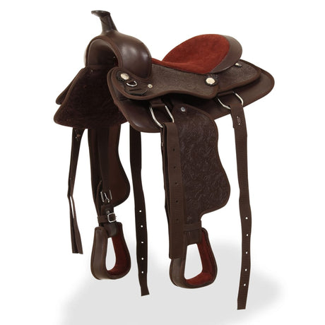 Vidaxl Western Saddle, Bridle and Bright Blast 12 prawdziwy skórzany brąz