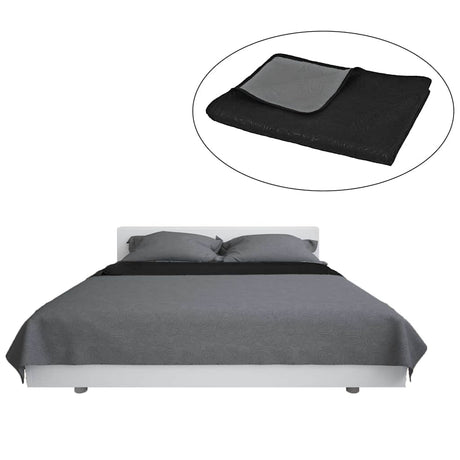Vidaxl Bedspread podwójny 220x240 cm kołdra szara i czarna