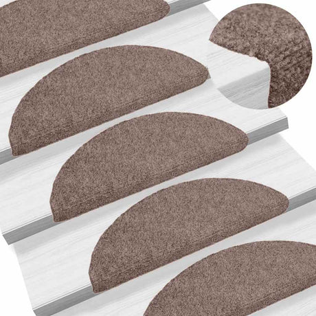 VidaXL maty schodowe samoprzylepne 15 sztuk 56x17x3 cm jasnobrązowe półokrągłe