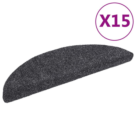 Maty schodów vidaxl Self -adhezyjne 15 sztuk 56x17x3 cm ciemnoszara półkula