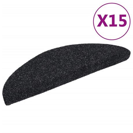 Maty schodów vidaxl Self -adhezyjne 15 sztuk 56x17x3 cm czarna półkula