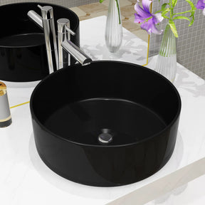 VIDAXL WASHBASIN Runda 40x15 cm ceramiczna czarna