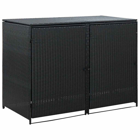 Vidaxl Container Storage Double 148x80x111 cm Poly rattan Black