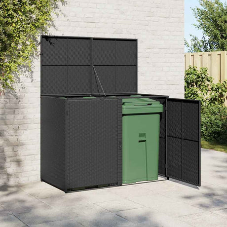 Vidaxl Container Storage Double 148x80x111 cm Poly rattan Black