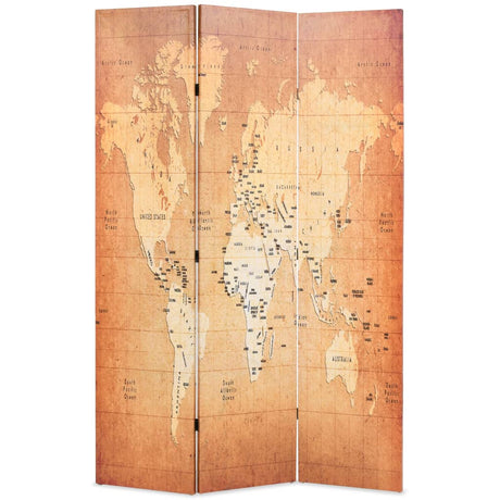 Vidaxl kamerscherm inklapbaar wereldkaart 120x170 cm geel