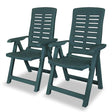 Vidaxl opklapbare ligstoelen, 2 stuks, groen plastic.