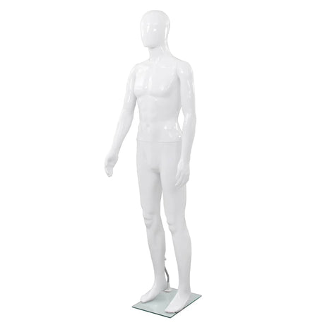 Vidaxl estalage lalka samca ze szklaną stopą 175 cm błyszczącą białą białą