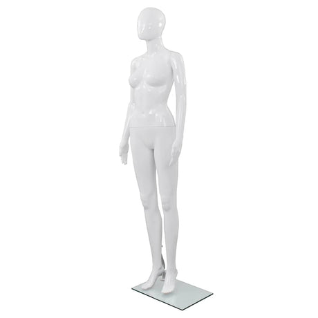 Vidaxl estalage lalka z szklaną stopą 175 cm błyszczącą białą