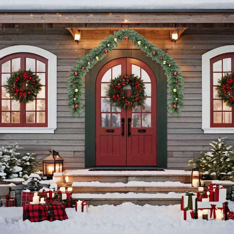 Vidaxl Christmas Garland ozdobiona świątecznymi piłkami i światłami LED 5 m