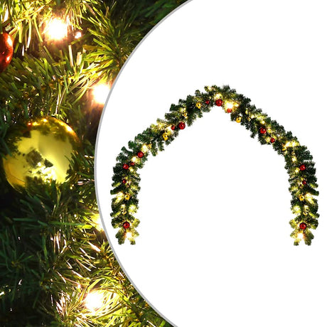 Vidaxl Christmas Garland ozdobiony świątecznymi piłkami i światłami LED 20 m