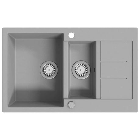Vidaxl Sink Double Bowl Granite Grey Grey