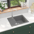Vidaxl Sink Single Bowl z granitowej szarości