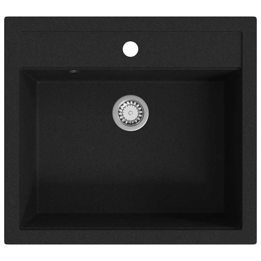 Vidaxl Sink Single Bowl z granitu czarnego
