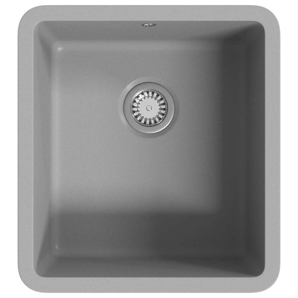 Vidaxl Sink Single Bowl z granitowej szarości