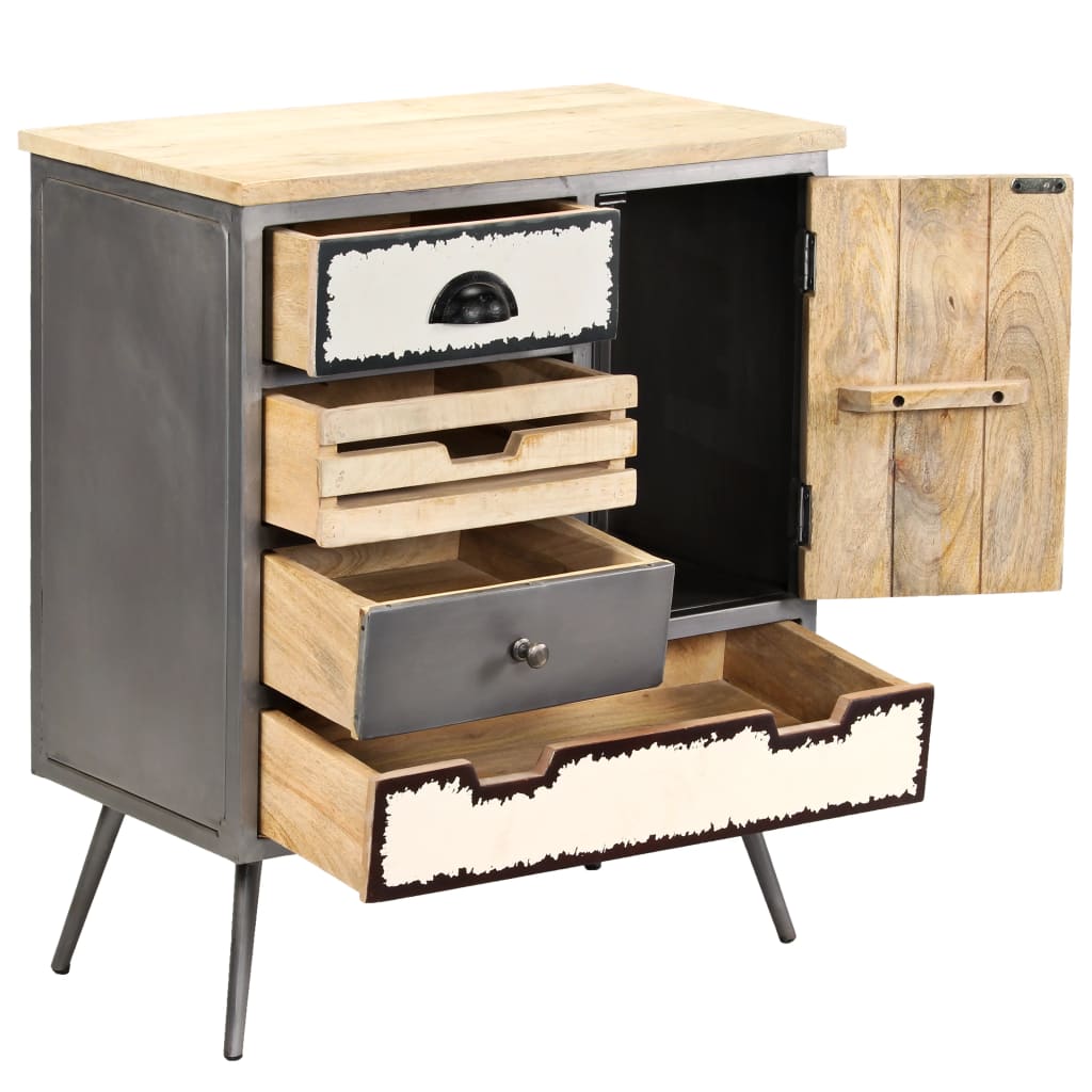 Vidaxl dressoir 65x33x76 cm massief mangohout en staal