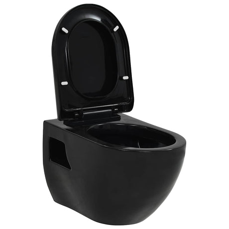 Vidaxl Wall Toalet Ceramic Black