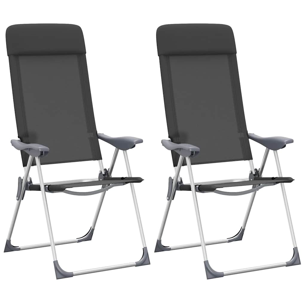 Vidaxl Camping krzesła składane aluminiowe czarne 2 sts