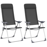 Vidaxl Camping krzesła składane aluminiowe czarne 2 sts