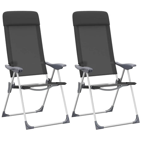 Vidaxl Camping krzesła składane aluminiowe czarne 2 sts