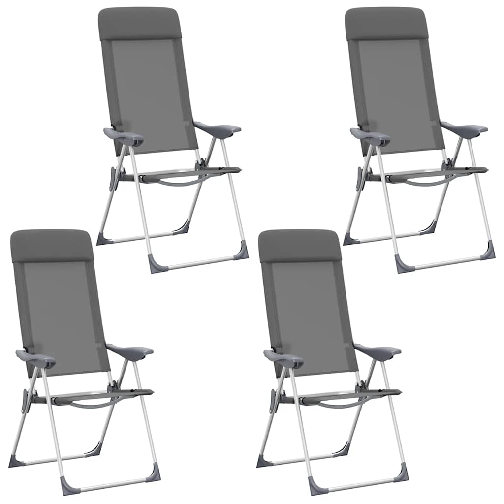 VIDAXL Camping Fotele 4 szt. Składanie aluminium szarości