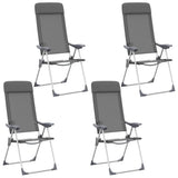 VIDAXL Camping Fotele 4 szt. Składanie aluminium szarości