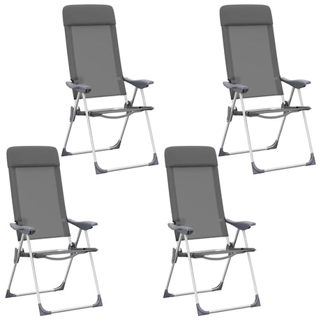 VIDAXL Camping Fotele 4 szt. Składanie aluminium szarości
