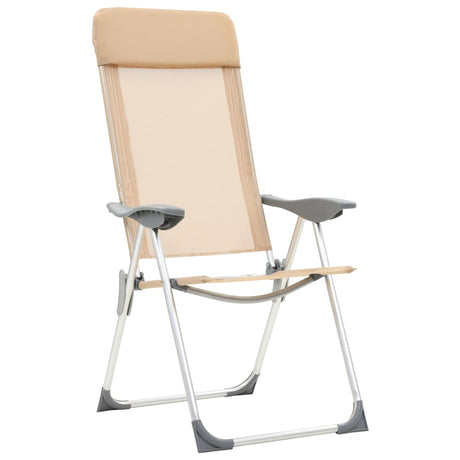 Vidaxl Camping krzesła 4 szt. Składanie aluminium kremu biały