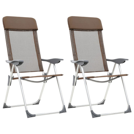 VIDAXL Camping Fotele 2 komputery składane aluminium brązowe