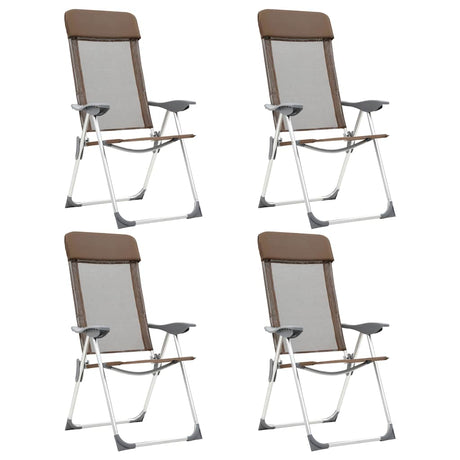 VIDAXL Camping Fotele 4 szt. Składane aluminiowe brąz
