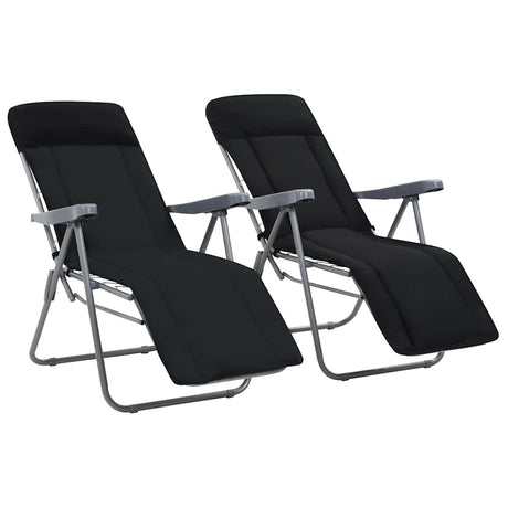 Vidaxl opklapbare stoelen met kussens, 2 stuks, zwart
