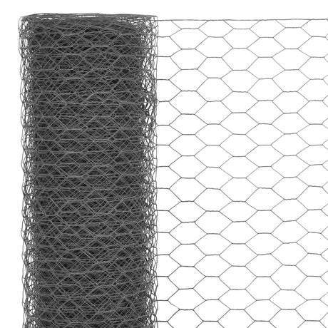 Drut do kurczaka VidaXL 25x1 m, stalowy z powłoką PCV, szary