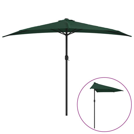 Vidaxl balkon parasol połowa z aluminiowym biegunem 300x155 cm zielonym