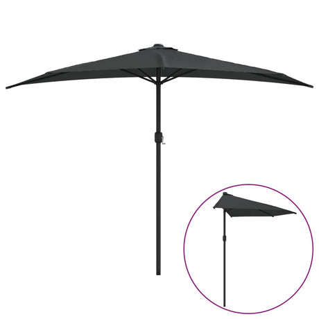 Vidaxl balkon parasol z aluminium bieguny 300x155 cm antracyt