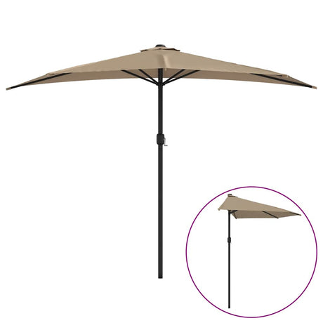Vidaxl balkon parasol połowa z aluminiowym biegunem 300x155 cm taupe
