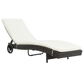 Vidaxl ligbed met wielen en kussen poly rattan bruin