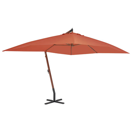 Vidaxl Floating Parasol z drewnianym słupem 400x300 cm Terracotta -Colored