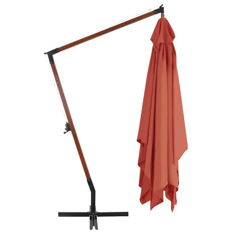 Vidaxl Floating Parasol z drewnianym słupem 400x300 cm Terracotta -Colored