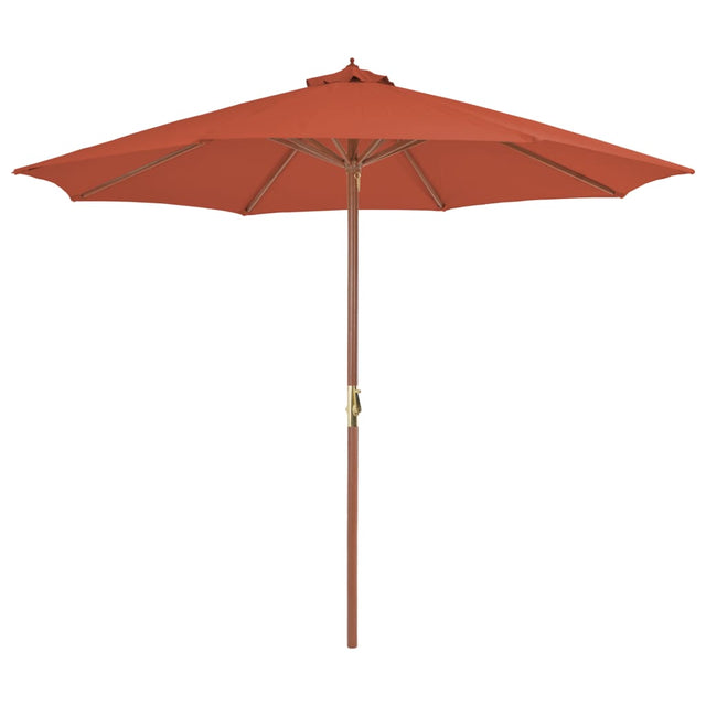 Vidaxl Parasol z drewnianym słupem 300 cm Terracotta