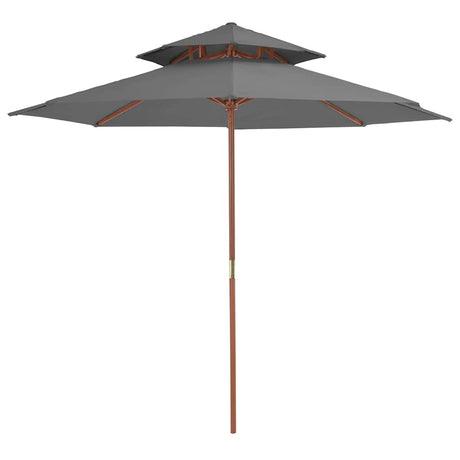 Vidaxl Parasol Double Decker z drewnianym słupem 270 cm antracytem