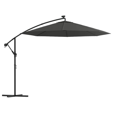 Vidaxl pływający parasol ze stalowym słupem LED 300 cm antracytu