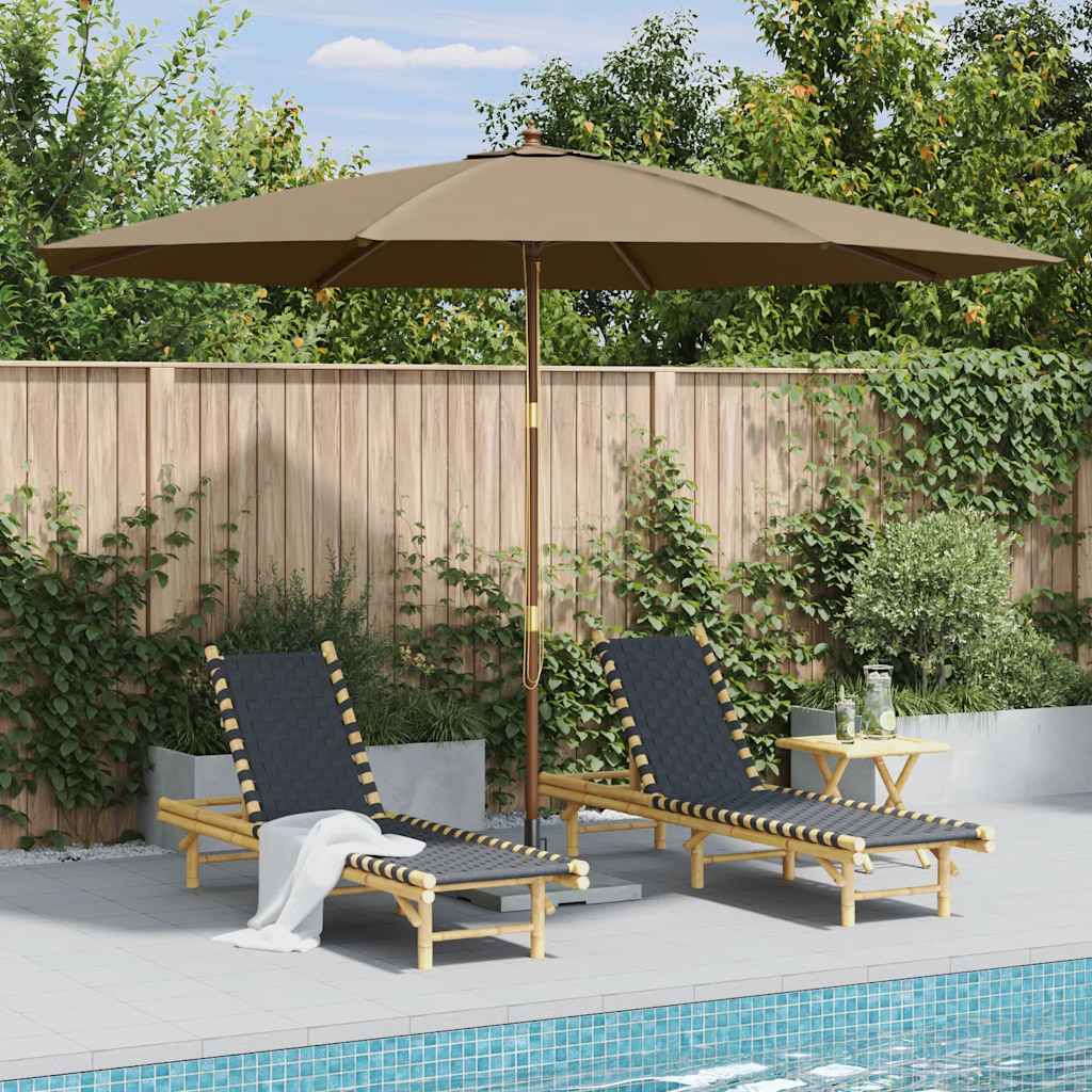 Vidaxl Parasol z drewnianym słupem 350 cm taupe