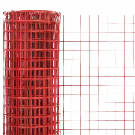 Vidaxl kippengaas 25x1 m staal met pvc coating rood