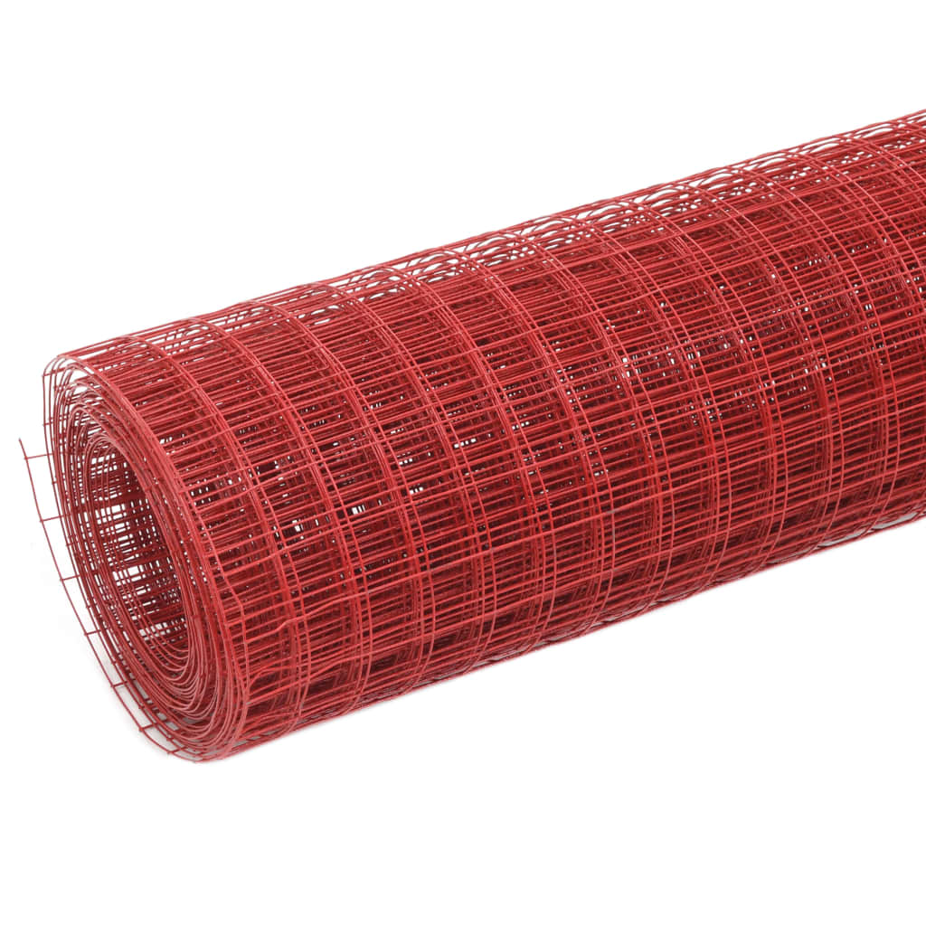 Drut do kurczaka Vidaxxl 10x1,5 m stalowy z powłoką PVC w kolorze czerwonym