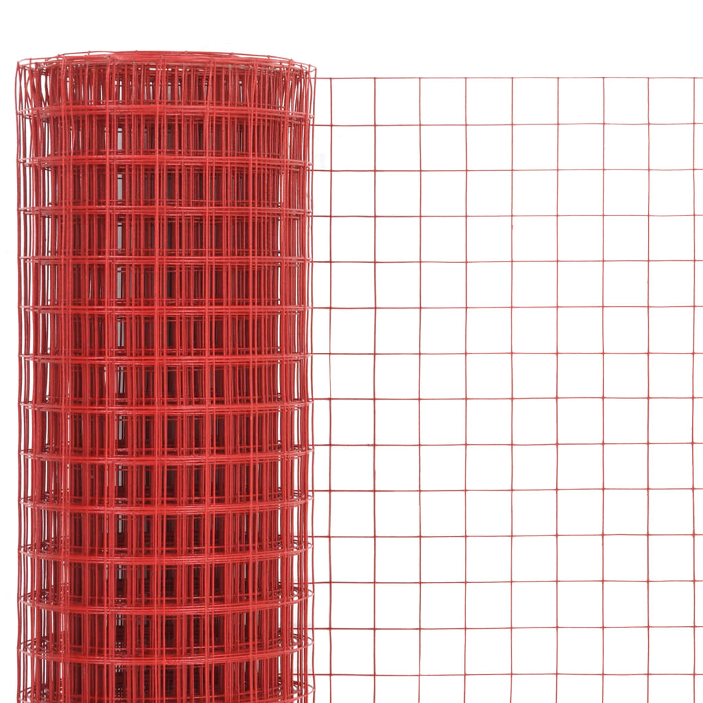 Drut do kurczaka Vidaxxl 10x1,5 m stalowy z powłoką PVC w kolorze czerwonym